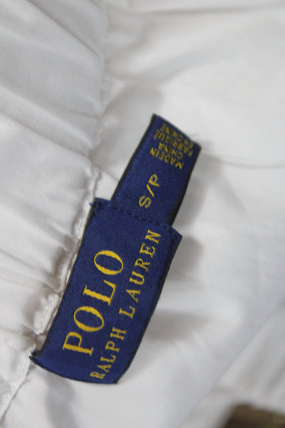 Polo Ralph Lauren Womens White Off Shoulder Basic Blouse Long Sleeve Size S
