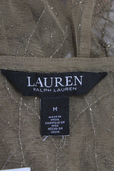 Lauren by Ralph Lauren Women Gold Floral V-Neck Camisole Size M