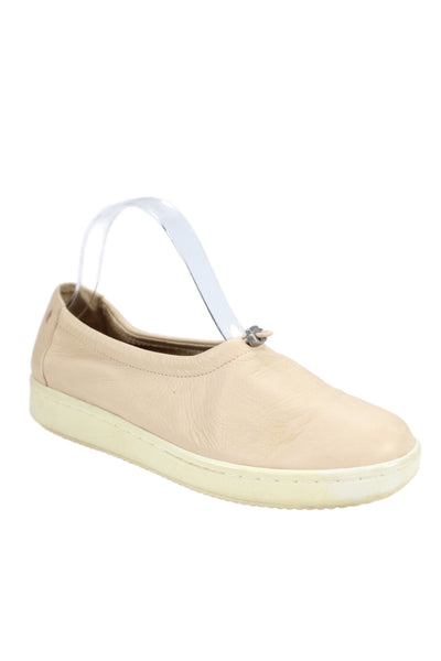 Eileen Fisher Womens Slip On Round Toe Leather Low Top Sneakres Beige Size 7