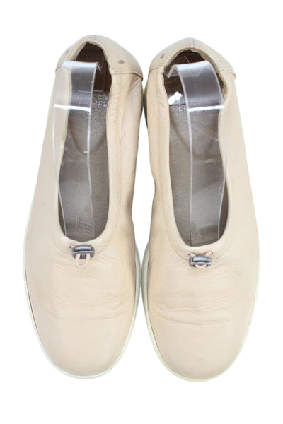 Eileen Fisher Womens Slip On Round Toe Leather Low Top Sneakres Beige Size 7