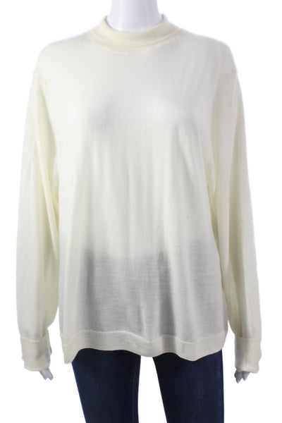 J Crew Women Pullover Mock Neck Merino Wool Ivory Long Sleeve Size 2X