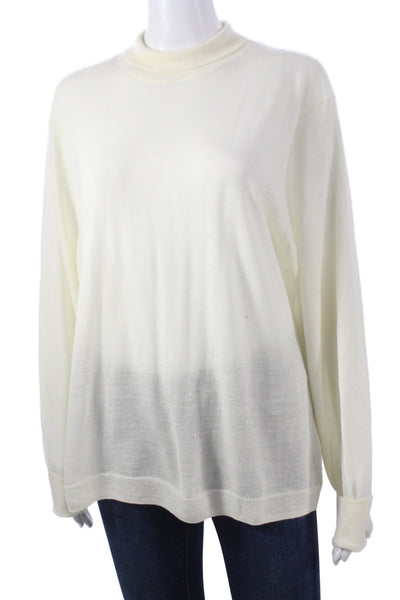 J Crew Women Pullover Mock Neck Merino Wool Ivory Long Sleeve Size 2X
