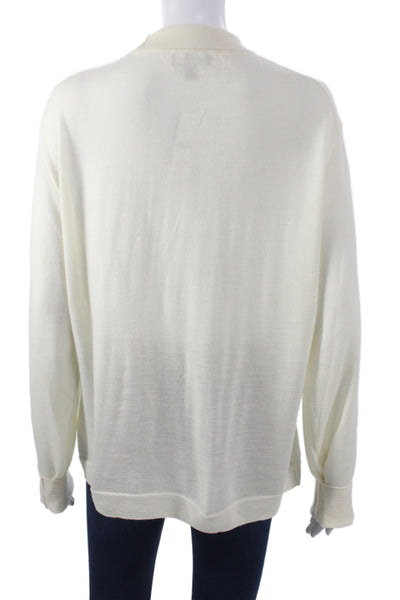 J Crew Women Pullover Mock Neck Merino Wool Ivory Long Sleeve Size 2X