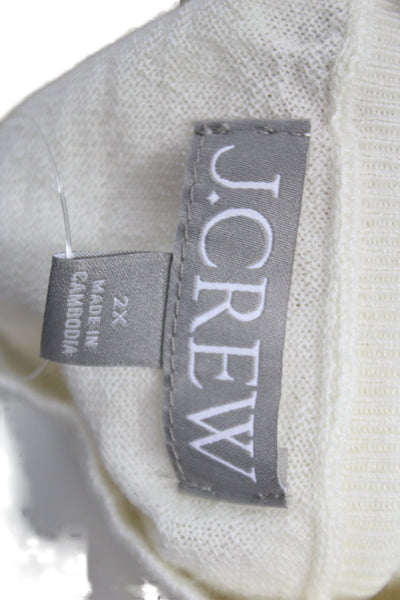 J Crew Women Pullover Mock Neck Merino Wool Ivory Long Sleeve Size 2X