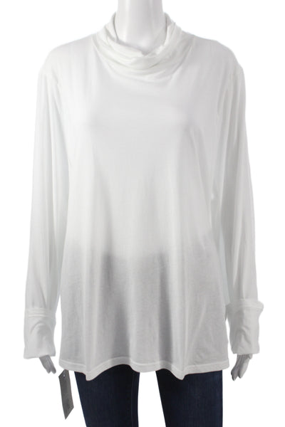 J Crew Women White Jersey Cowl Neck Long Sleeve T-Shirt 100% Cotton Size 3X
