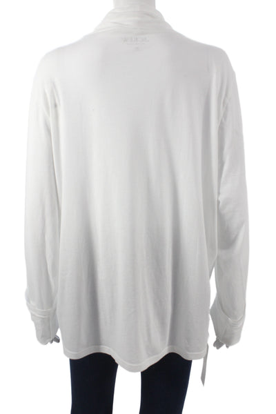 J Crew Women White Jersey Cowl Neck Long Sleeve T-Shirt 100% Cotton Size 3X