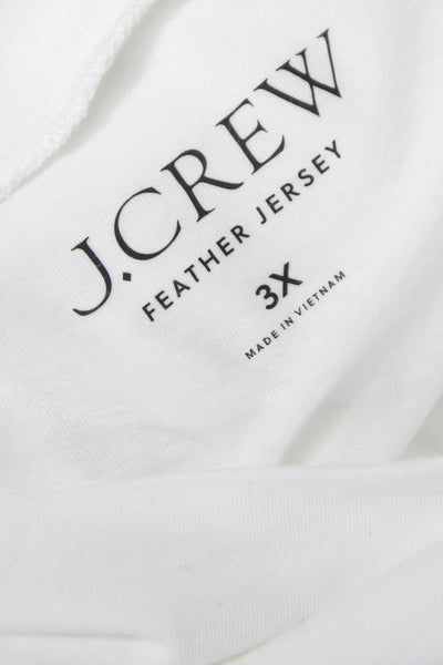 J Crew Women White Jersey Cowl Neck Long Sleeve T-Shirt 100% Cotton Size 3X