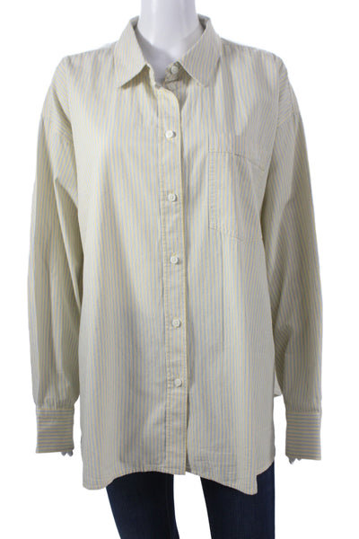 J Crew Women Striped Collared Cotton Button-Up Long Sleeve Basic Size 2X