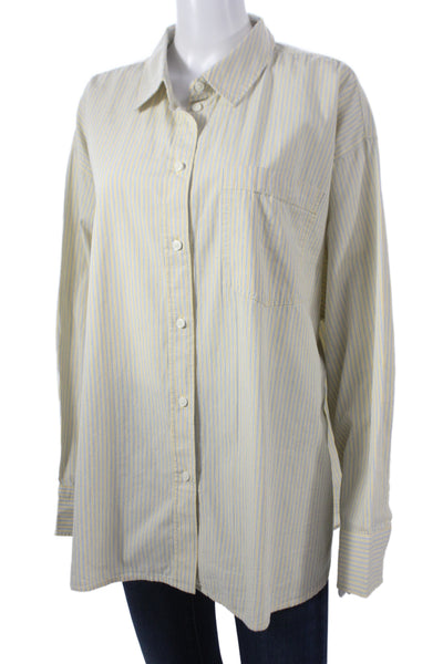 J Crew Women Striped Collared Cotton Button-Up Long Sleeve Basic Size 2X