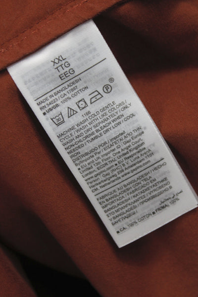 Banana Republic Womens Tunic Blouse Brown Collared Cotton Long Sleeve Size 2XL