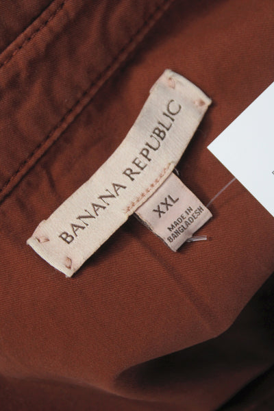 Banana Republic Womens Tunic Blouse Brown Collared Cotton Long Sleeve Size 2XL