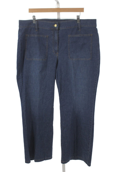 J Crew Women Straight Jeans Blue High Rise Cotton Button Size 34