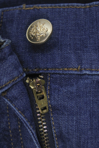 J Crew Women Straight Jeans Blue High Rise Cotton Button Size 34