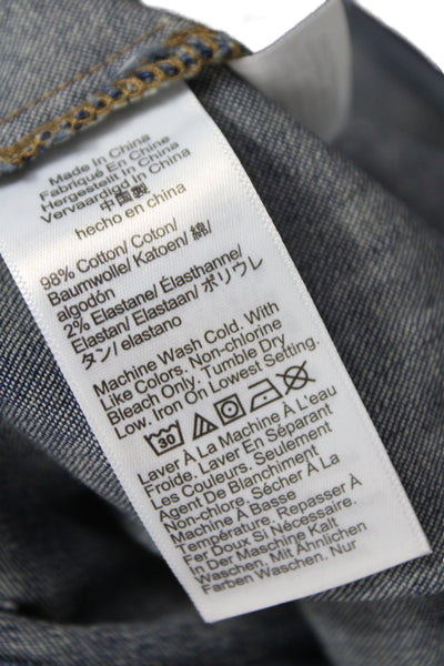 J Crew Women Straight Jeans Blue High Rise Cotton Button Size 34