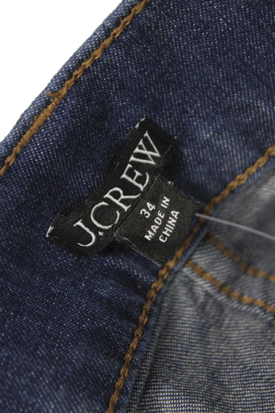 J Crew Women Straight Jeans Blue High Rise Cotton Button Size 34