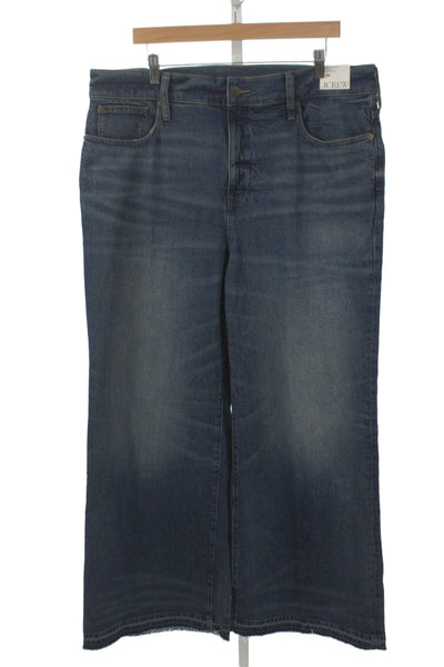 J Crew Womens Wide Leg Blue Cotton High Rise Jeans Size 34