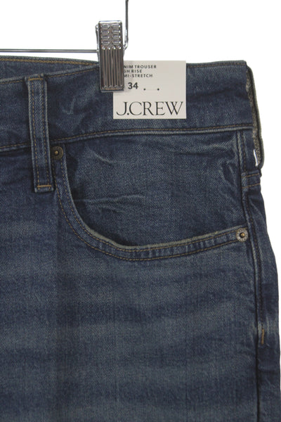J Crew Womens Wide Leg Blue Cotton High Rise Jeans Size 34