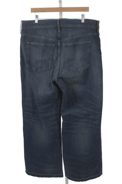 J Crew Womens Wide Leg Blue Cotton High Rise Jeans Size 34