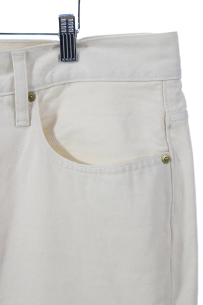 J Crew Women Straight High Rise Ivory Cotton Jeans Button Size 34