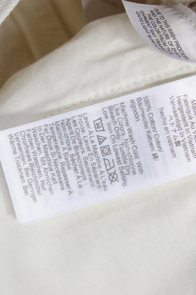 J Crew Women Straight High Rise Ivory Cotton Jeans Button Size 34