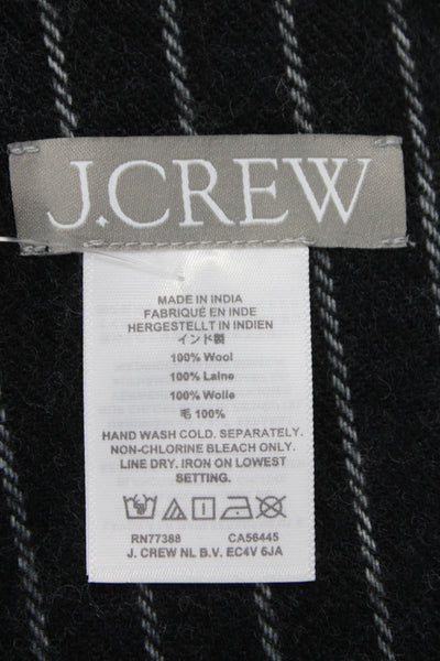 J Crew Unisex Audlts Wool Striped Fringe Trim Scarf Black 76X16"
