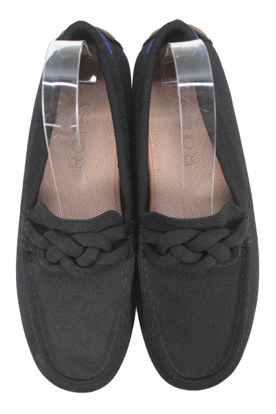 Rothys Womens Kit Square Toe Slip On Loafers Black Size 10.5