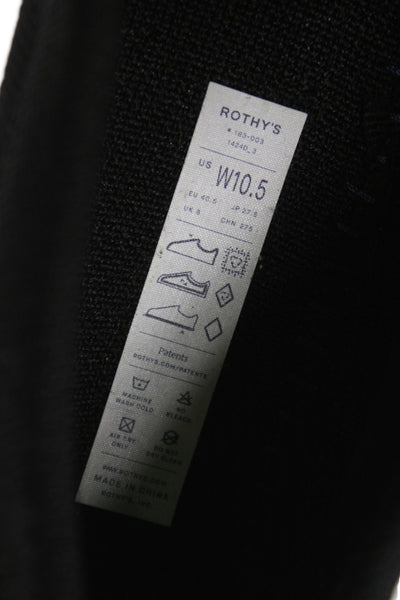 Rothys Womens Kit Square Toe Slip On Loafers Black Size 10.5