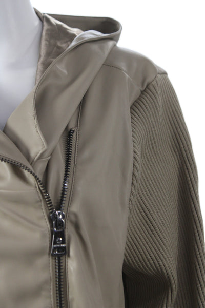 Bernardo Womens Biker Jacket Beige Polyurethane Long Sleeve Plus Size 2XL