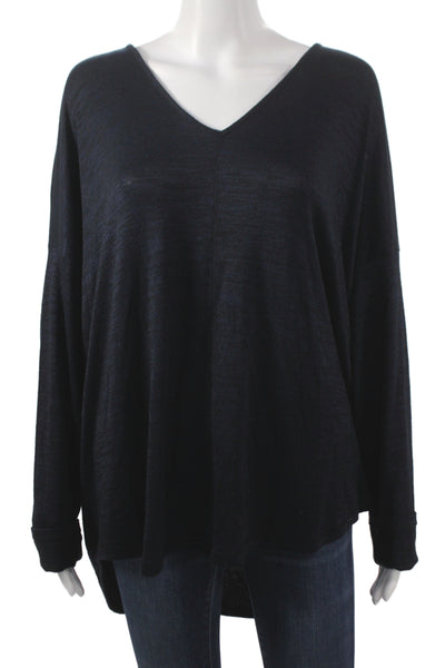 Rag & Bone Womens Pullover V-Neck Long Sleeve Black Sweater Size 2XL