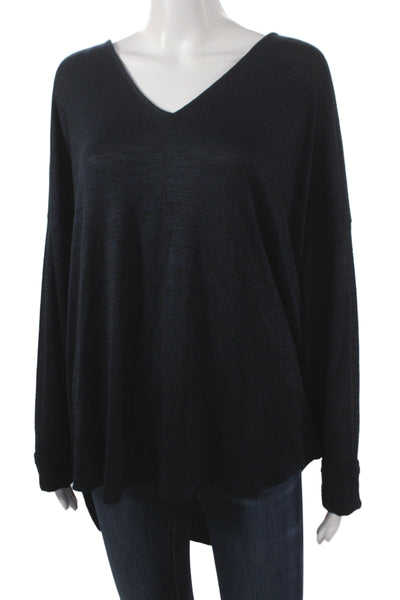 Rag & Bone Womens Pullover V-Neck Long Sleeve Black Sweater Size 2XL