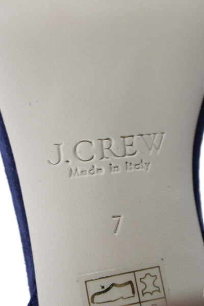 J Crew Women's Suede Buckle  Ankle Strap Gold Hardware Sandals  Blue Size 7