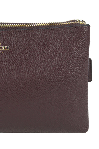 Coach Women's Leather Zippered Crossbody Handbag   Burgundy