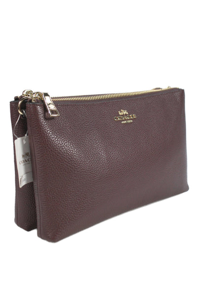 Coach Women's Leather Zippered Crossbody Handbag   Burgundy