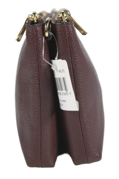 Coach Women's Leather Zippered Crossbody Handbag   Burgundy