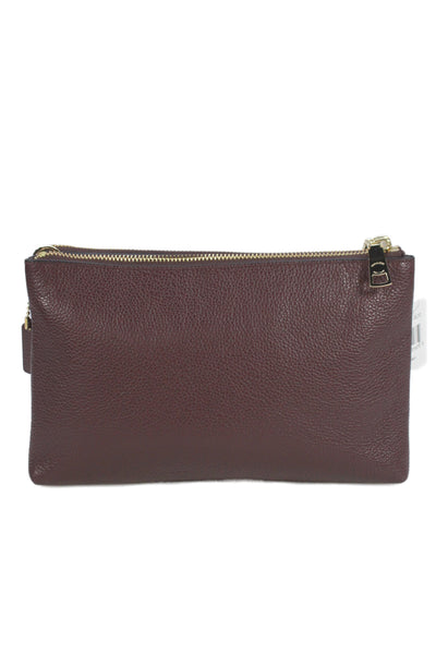 Coach Women's Leather Zippered Crossbody Handbag   Burgundy