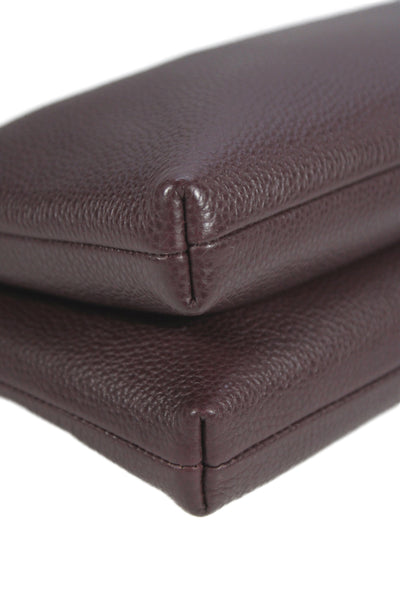 Coach Women's Leather Zippered Crossbody Handbag   Burgundy