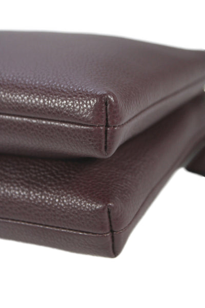 Coach Women's Leather Zippered Crossbody Handbag   Burgundy