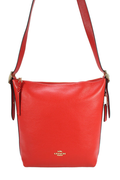 Coach Women's Leather Zippered Crossbody Handbag   Red