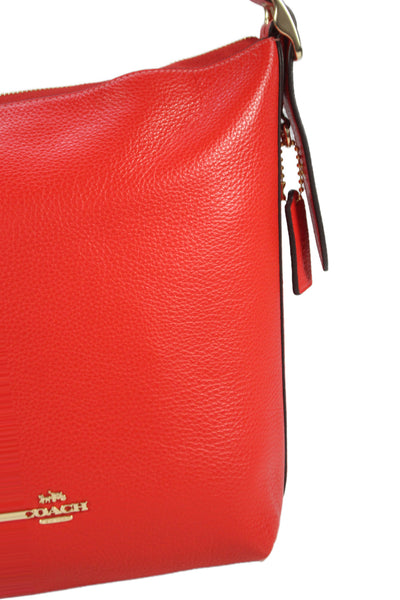 Coach Women's Leather Zippered Crossbody Handbag   Red