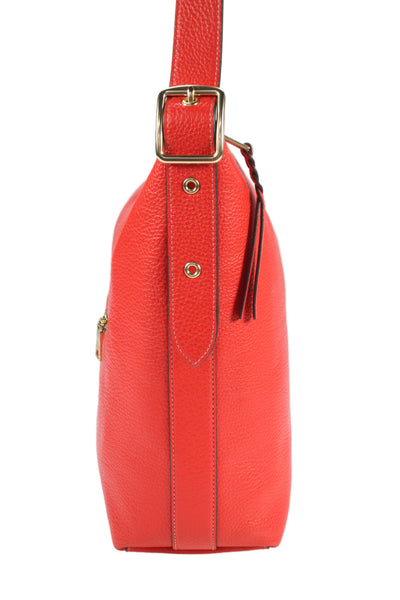 Coach Women's Leather Zippered Crossbody Handbag   Red