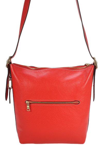 Coach Women's Leather Zippered Crossbody Handbag   Red