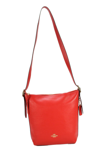 Coach Women's Leather Zippered Crossbody Handbag   Red