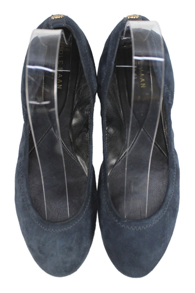 Cole Haan Grand.OS Womens Suede Studio Ballet Flats Dark Night Blue Size 6.5 B