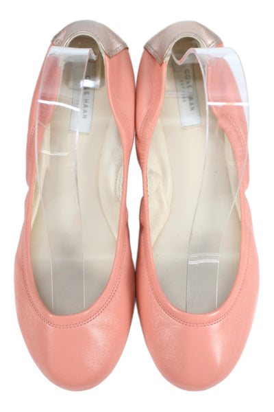 Cole Haan Womens Leather Manhattan Ballet Flats Coral Haze Pink Size 6.5 Wide