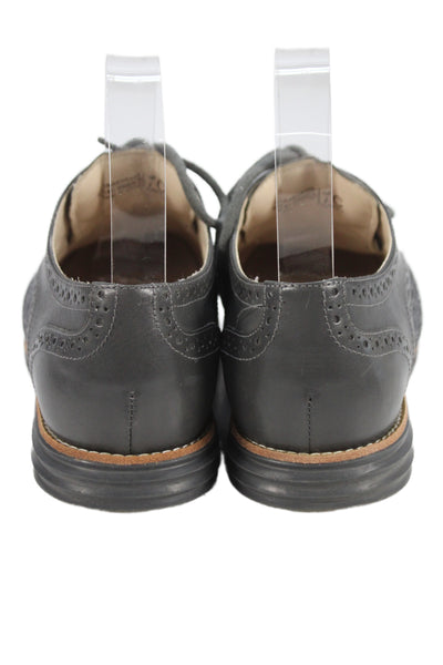 Cole Haan Womens Leather Lunargrand Oxford Flats Grey Size 7 Wide