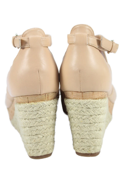 Cole Haan Womens Leather Espadrille Wedge Sandals Beige Size 7 B