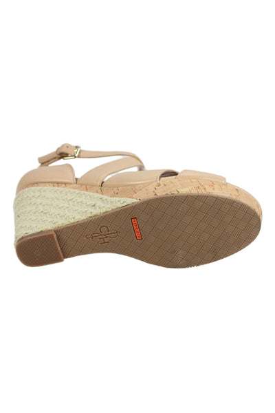 Cole Haan Womens Leather Espadrille Wedge Sandals Beige Size 7 B