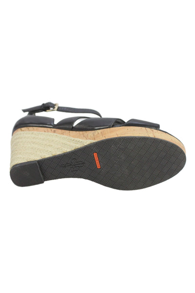 Cole Haan Womens Leather Strappy Espadrille Wedge Sandals Black Size 7 B