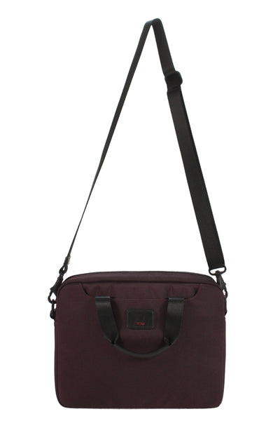 Tumi Womens Adjustable Strap Crossbody Shoulder Handbag Purple Black