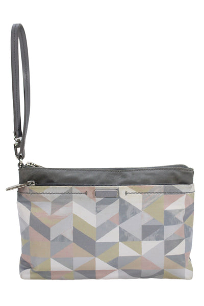 Tumi Womens Geometric Print Wristlet Handbag Multi Colored